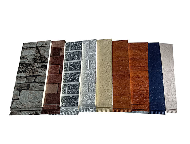 Decoration outside wall sandwich panel with carved colorful design