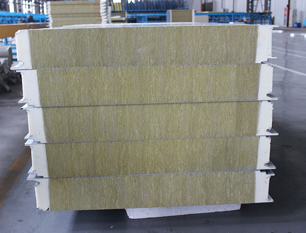 100kg/m3 rockwool sandwich wall panel 150mm thickness for steel structure